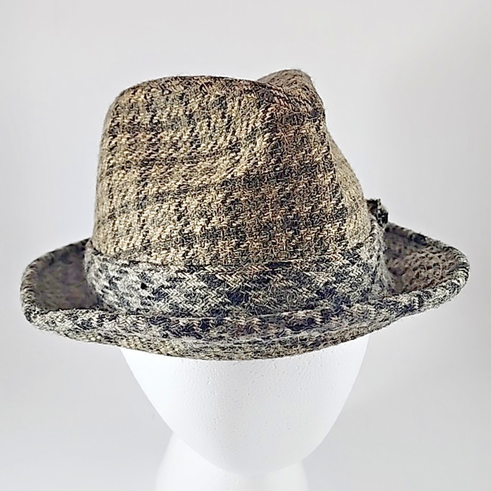 Vintage Stetson Fedora Hat Men's 6-3/4 Gray Houndstooth